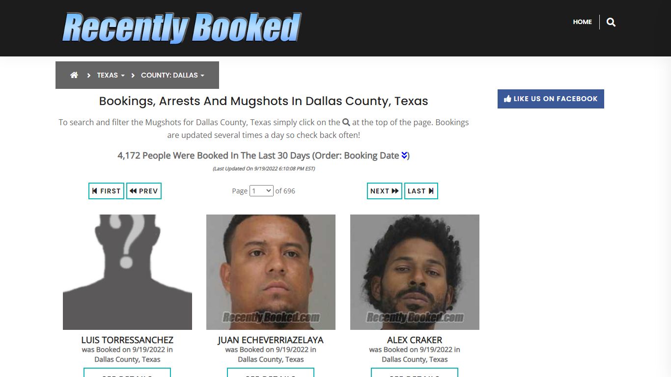 Recent bookings, Arrests, Mugshots in Dallas County, Texas